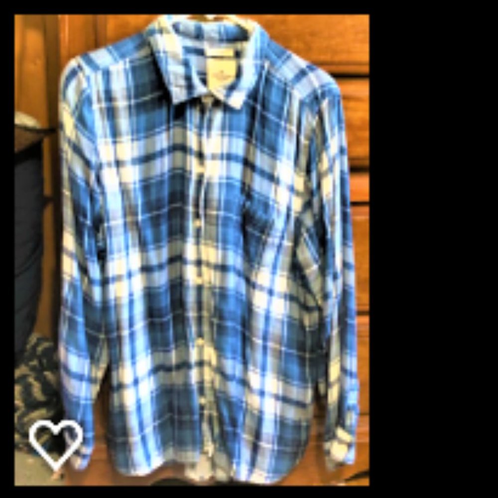 American Eagle Blue & White Soft Flannel XL Shirt
